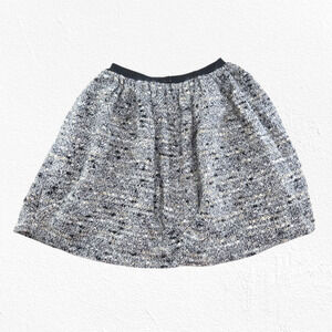 Anna Sui Tweed Bubble Skirt Black White Wool Blend Textured Mini Size 12 XS